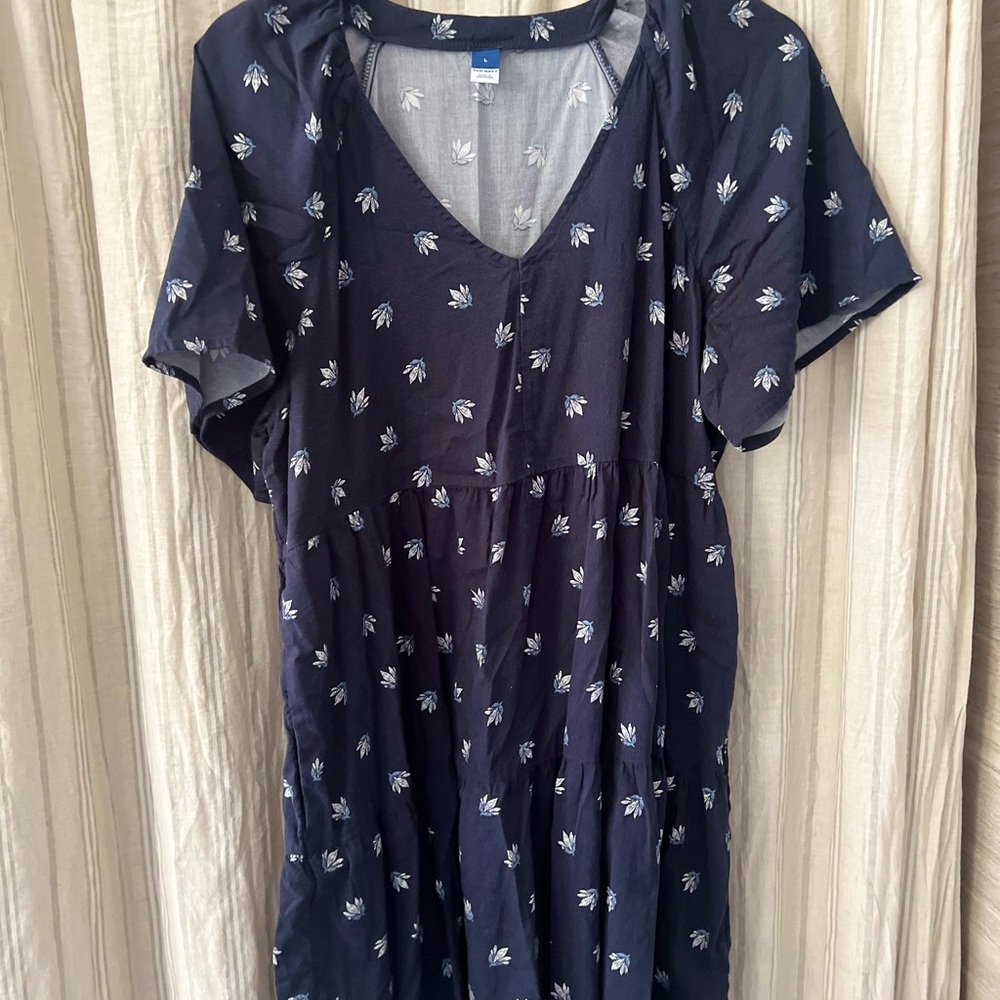 Old Navy Navy Blue Leaf Print Blouse